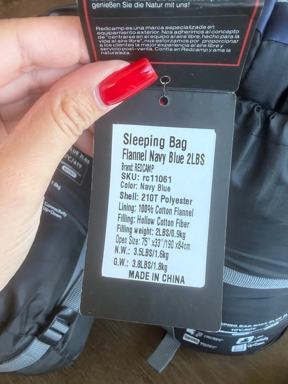 Set of 2 :Redcamp Navy Blue Sleeping Bag with Plaid Lining for camp